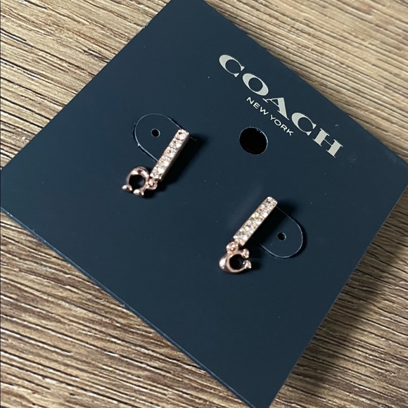 COACH-NWT Rose Gold, Crystal Signature “C” Earrings - Picture 10 of 10